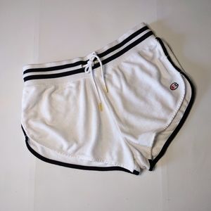Women's Champion White Terry Drawstring Shorts Medium